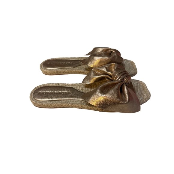 Paloma Barcelo Metallic Bronze Espadrille Slides With Bow Detail Womens Size 8.5 - Picture 3 of 7